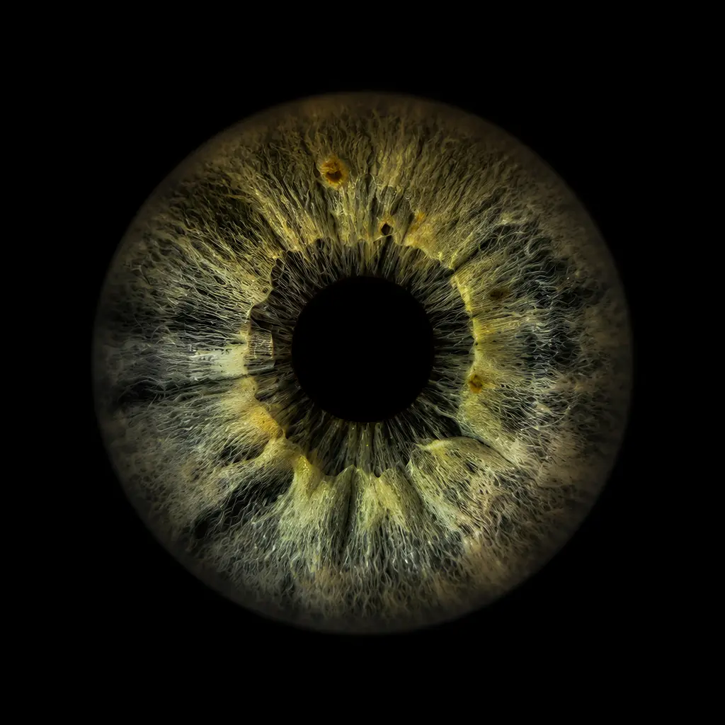 Rendered green iris artwork on black